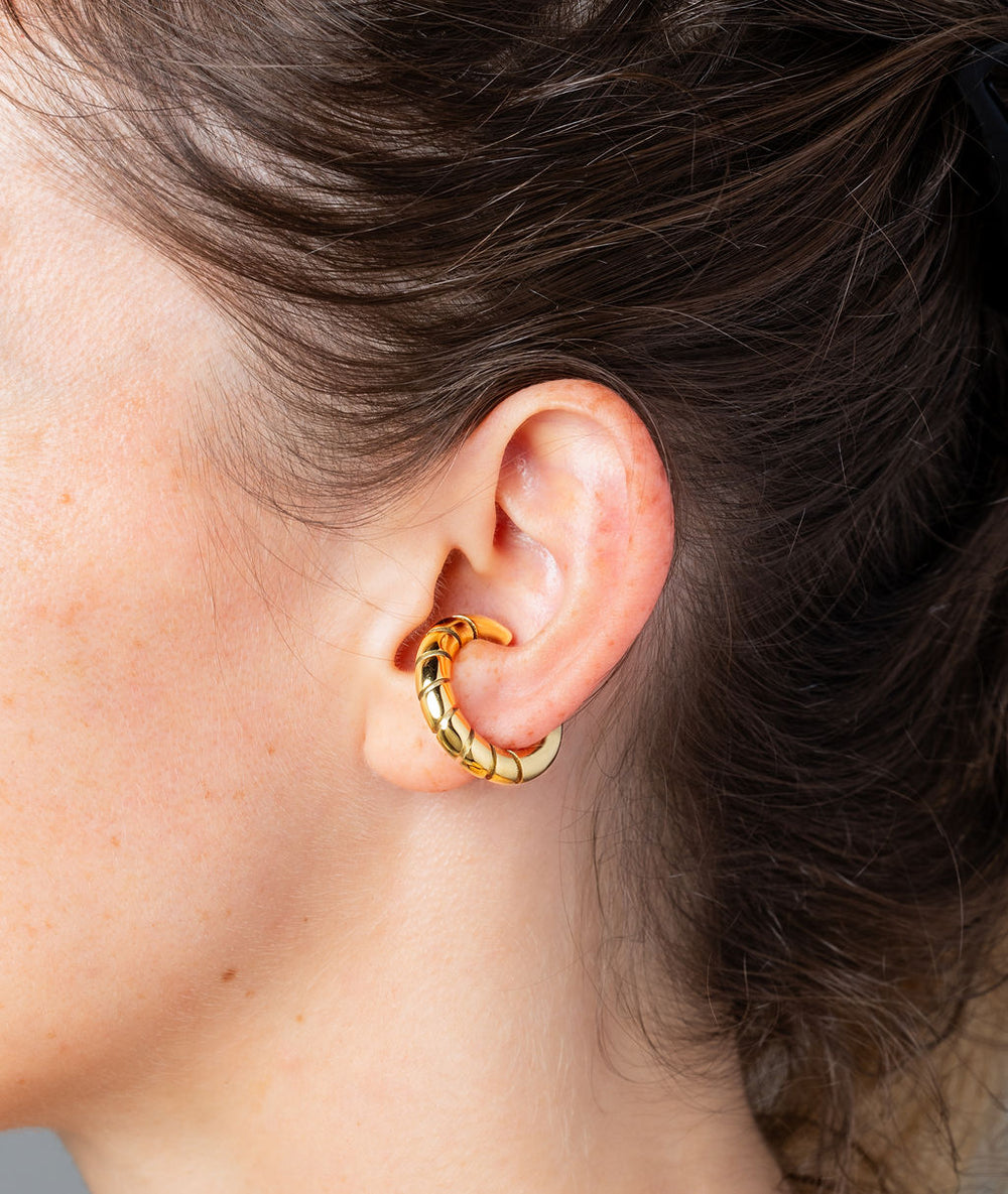 Ear cuff rond torsadé doré Ora G