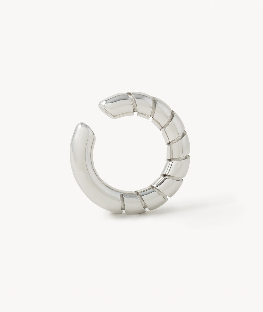 Ear cuff rond torsadé argenté Ora S